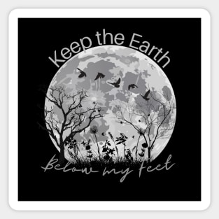 Keep the Earth Below my Feet, Moon with Tree Silhouettes Sticker